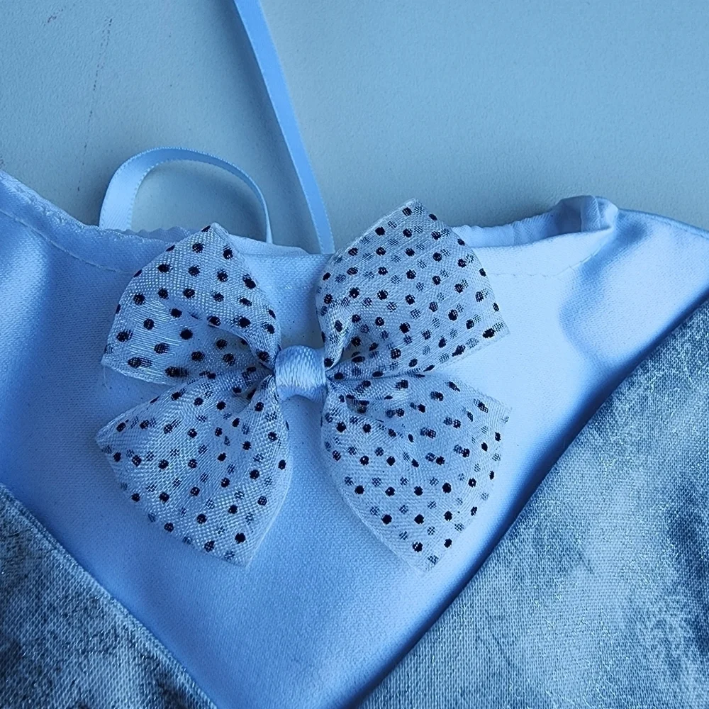 Newborn Girl Boys White Blue Gray Silky Christening Baptism Outfit Hat Doll